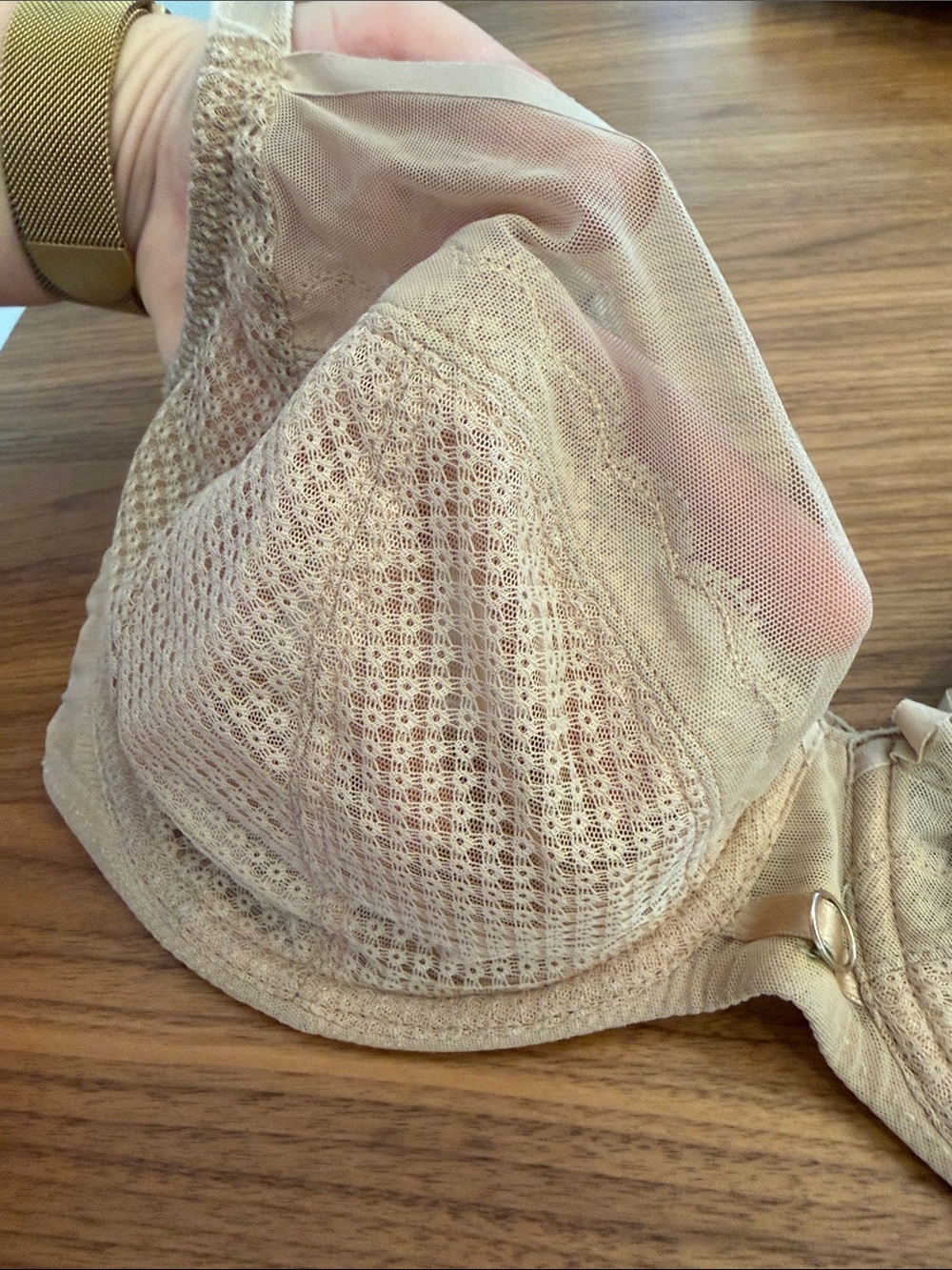 Chantelle Sheer Lace Underwire Bra in Light Beige 34DD - Picture 4 of 8